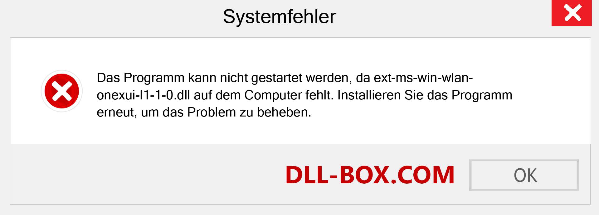 ext-ms-win-wlan-onexui-l1-1-0.dll-Datei fehlt?. Download für Windows 7, 8, 10 - Fix ext-ms-win-wlan-onexui-l1-1-0 dll Missing Error unter Windows, Fotos, Bildern