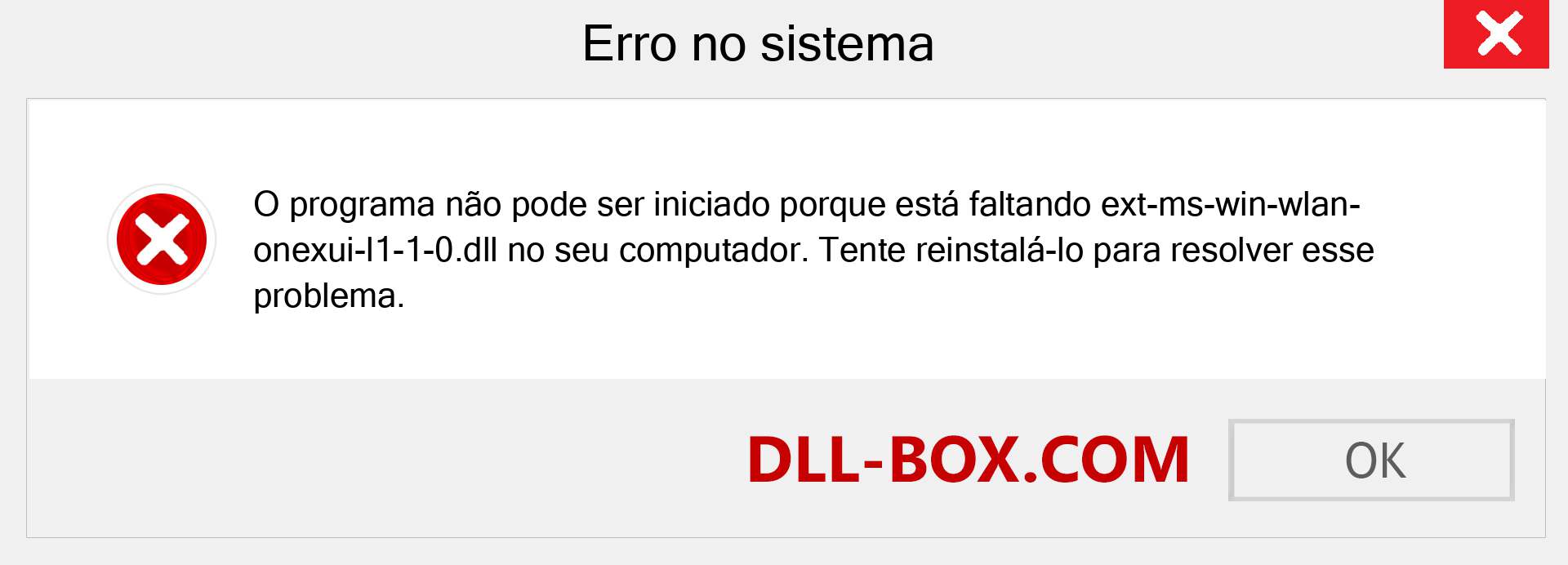 Arquivo ext-ms-win-wlan-onexui-l1-1-0.dll ausente ?. Download para Windows 7, 8, 10 - Correção de erro ausente ext-ms-win-wlan-onexui-l1-1-0 dll no Windows, fotos, imagens